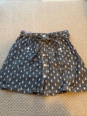 Keds Button-Front Gray Skirt with Pineapple Print, Women’s Size M